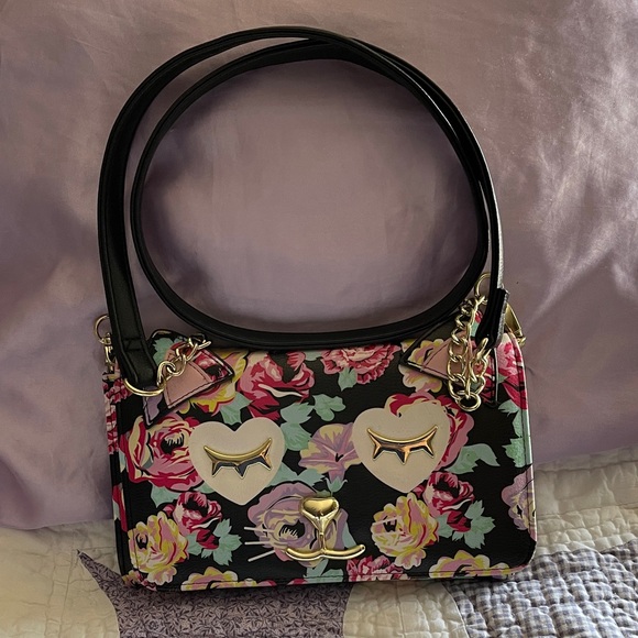 Luv Betsy Floral Cat Design Shoulder Bag or clutch - Picture 2 of 7